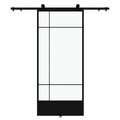 Renin Bastille Frosted Glass Metal Barn Door with Installation Hardware Kit 37 in. KMCTBTF-37BL